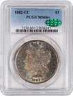 1882 CC Carson City $1 Morgan Silver Dollar PCGS MS66+ CAC Key Date Toned Coin