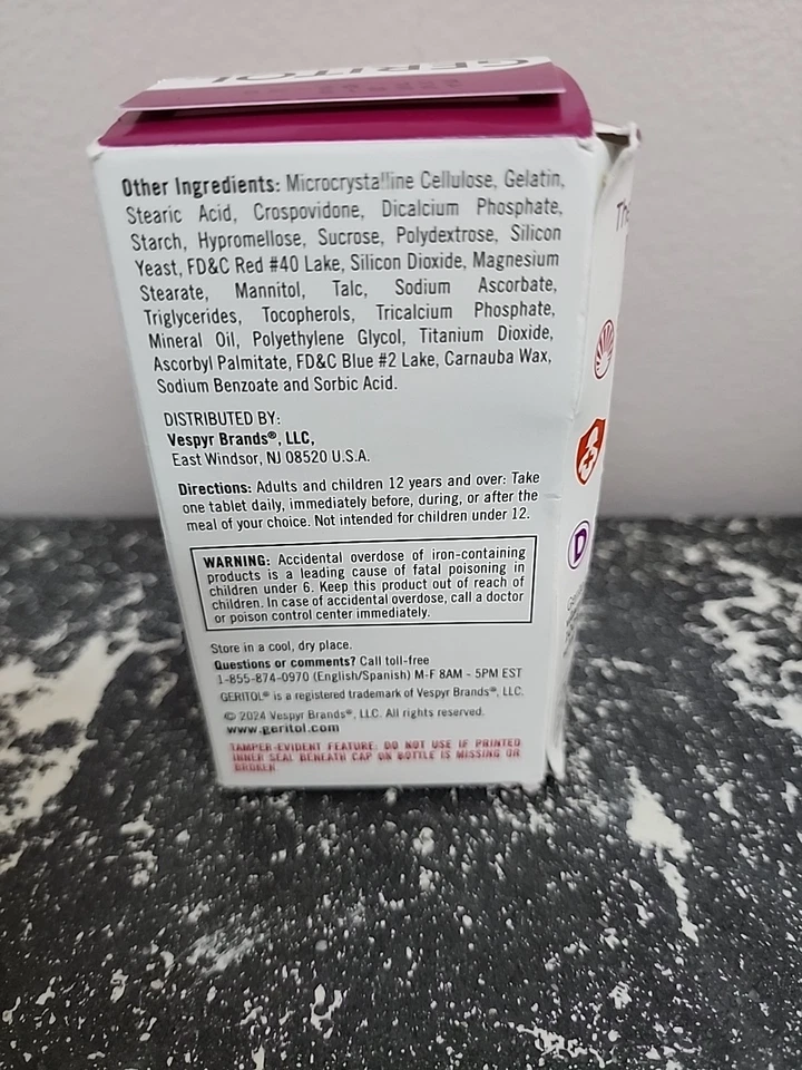 100 Comprimidos Geritol Multivitaminas y Minerales Suplemento Apoyo al Sistema Inmunológico Foto 2 de 4