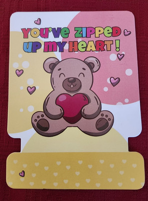 Valentine Card Set of 30 - 3 designs Upbrand Fidget Zipper Bracelet (cards only)