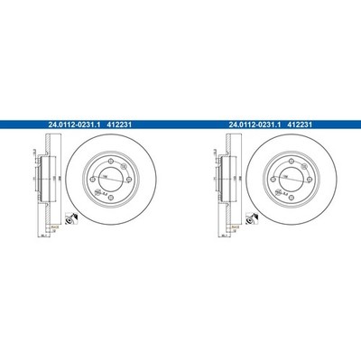 2x ATE BREMSSCHEIBEN 268mm VOLL HINTEN passend für CITROËN C4 DS DS OPEL CORSA M