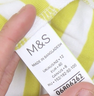 T-shirt donna a righe gialle Marks and Spencer - Taglia 12 - Foto 3 di 12