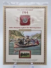 1914 Buffalo Nickel 1968 Father Marquette Mississippi Stamp Historical Card...