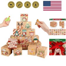 24 Pcs DIY Christmas Advent Calendar Boxes for 2025, 24 Days Countdown Calend...