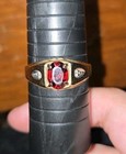 10K Yellow Gold Men's Garnet and Diamond Gypsy Ring Size 14 — photo 1