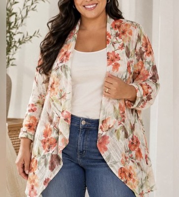 2pcs, Susan Graver Women's Top Sweater Sz L Textured Woven Multi-colored A689877