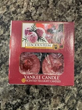 RARE Yankee Candle Box Of LUSCIOUS PLUM Tea Lights!  Only 3 Others On eBay!
