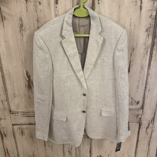 Tasso Elba Mens Size L 100 Linen Natural Oatmeal Beige Blazer Jacket Sport Coat