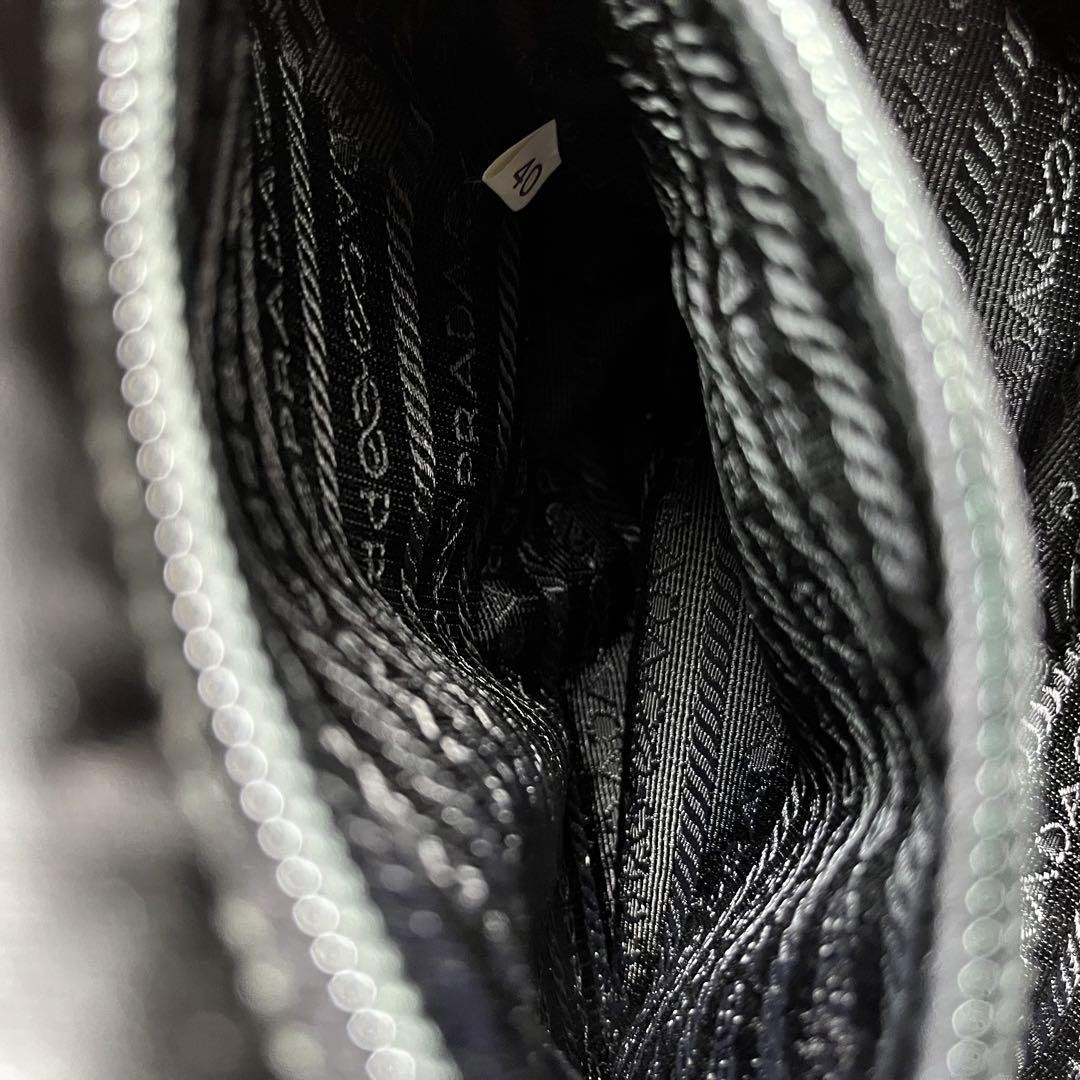 PRADA Triangular Logo Leather Mini Bag Black Napp… - image 11