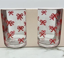 Red Bow Acrylic Tumblers Coquette Ribbon Cups 16oz Holiday VHTF Set of 2  NEW