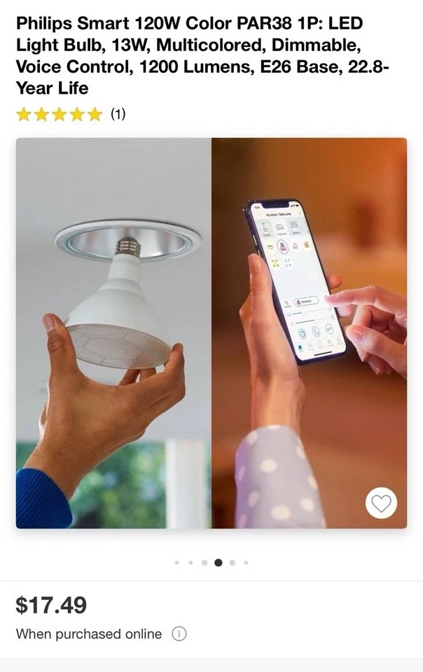 Philips Smart LED 120-Watt PAR38 Floodlight Light Bulb E26 Medium Base 2 Pack - Image 3 of 4