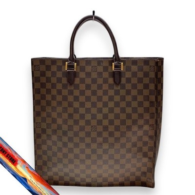 Louis Vuitton Sac Plat Damier Ebene BRW PVC Tasche mit Lederbesatz