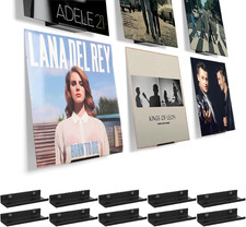 Vinyl Wall Mount 10 Pack, Black Metal Vinyl Holder Wall Display Shelf Record Wal