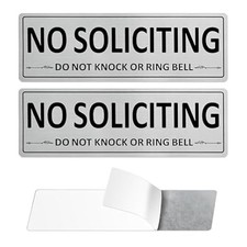 2-Pack Weatherproof No Soliciting Signs, Self-Adhesive, 7.5x2.5 inch