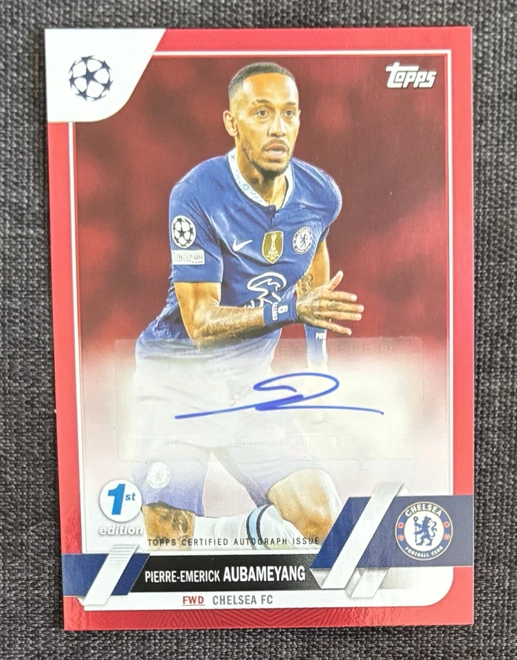 Pierre Aubameyang 2022-23 Topps UEFA Club Competitions 1st Edition Red Auto /5 - Image 2 of 3
