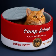 Soup Can Cat Bed with Soft Cushion Enclosed Design for Cats and Small Dogs