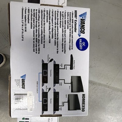 Vanco HDMIEX50 HDMI Extender Kit Cat5e/6 165ft IR Pass-Through HDCP Black