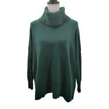 New LOFT Turtleneck Poncho Sweater Tunic Green Long Sleevees 37292089 Medium