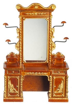 Puppenstube Schminktisch Ferdinand II JBM Miniatur Nussbaum Schlafzimmermöbel