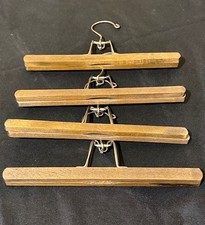 4 Vintage Wooden Pant Hangers Skirt Slacks with Metal Clamps 12  