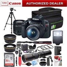 Canon T7 EOS Rebel DSLR Camera EF-S 18-55mm IS II  500mm Telephoto Lens Pro Kit