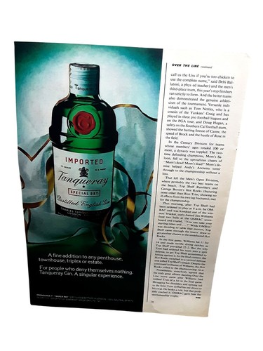 1975 Tanqueray Gin Ad Imported Special Dry English Gin Vintage Print