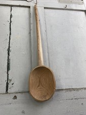Large Hand Carved Pine Wood Ladle Spoon 59cm.                              #4700