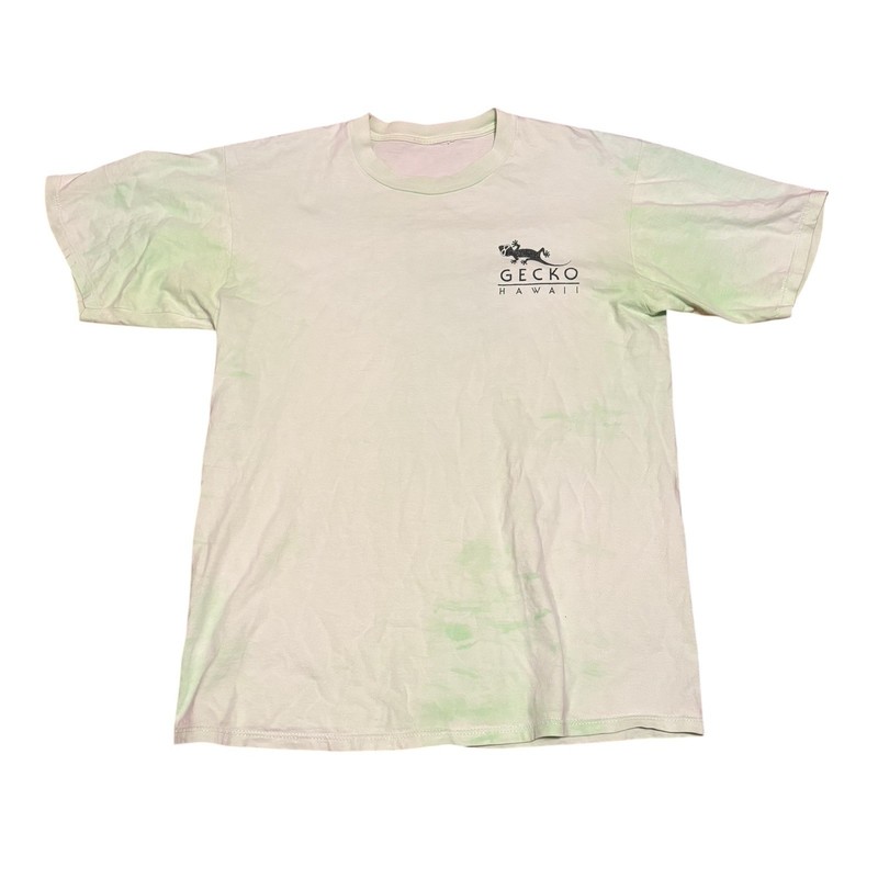Men’s Vintage Green Faded Gecko Hawaii Large Graphic T-Shirt