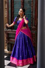 Sangeet Function Rich Cotton Silk Lehenga Choli Thread Embroidery Party Outfit