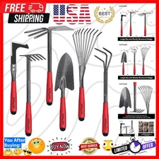 Garden Tool Set, 6-Piece Heavy Duty Gardening Hand Tools with Soft Rubber Han...
