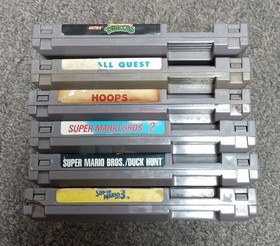 Lot of 6 Nintendo NES Games Super Mario Bros 1 2 3 Teenage Turtles WORN Labels