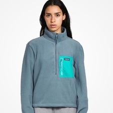 Patagonia Microdini 1/2-Zip Pullover Fleece Jacket Womens Medium Plume Grey Teal