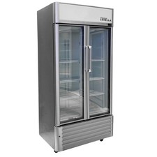 21.1 Cu. Ft. Double Glass Door Upright Display Cooler. Merchandiser Refrigerator