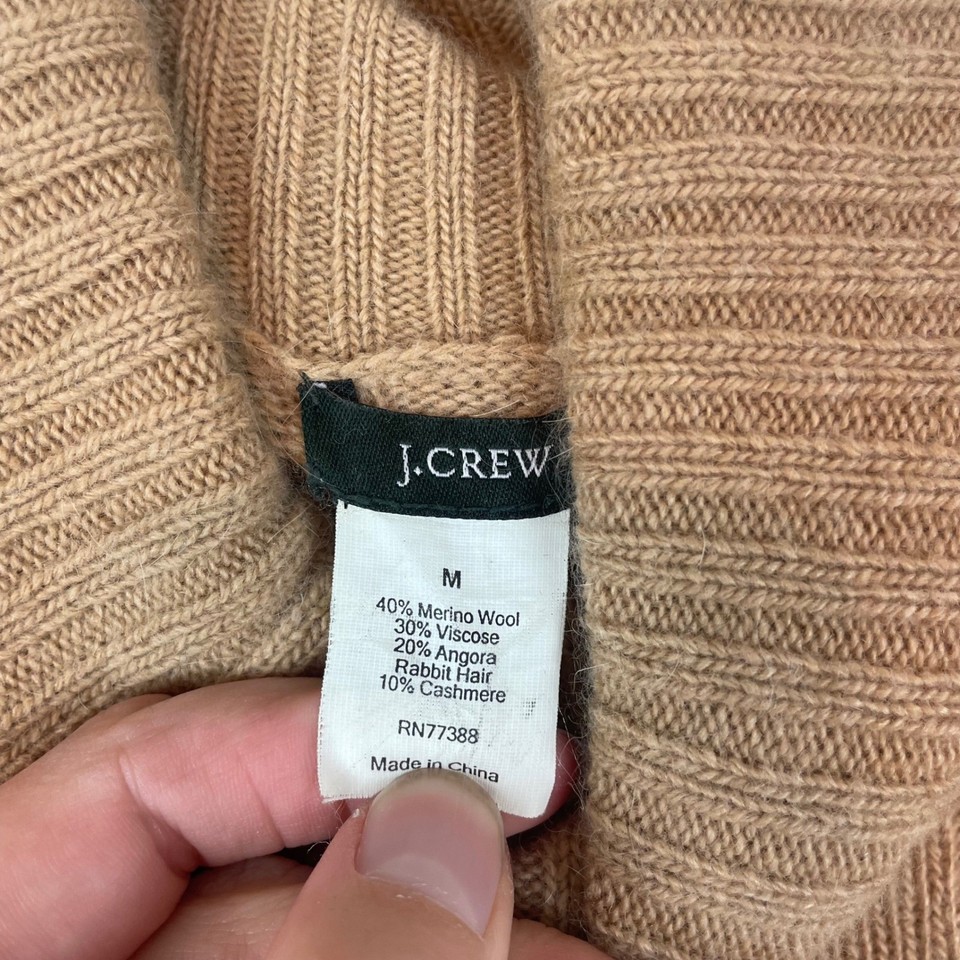 J Crew Cable Knit Turtleneck Sweater M Merino Wool Angora Rabbit Hair ...