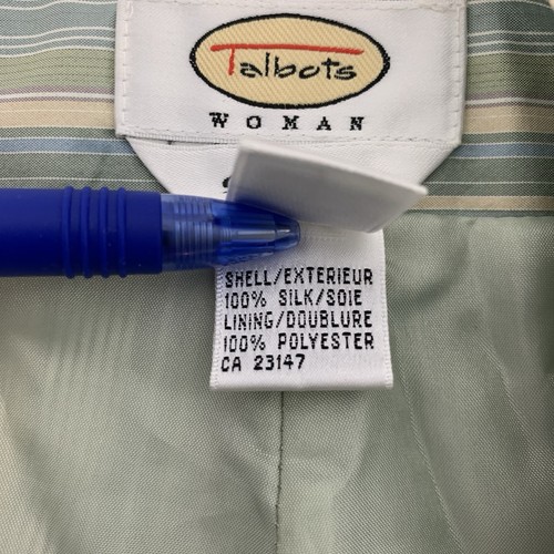 NWT Talbots Pure Silk Pants Plus Size 24W Lined Striped Blue Green Coastal Chic - Picture 10 of 15