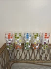 5 Vintage MCM 16 oz Anchor Hocking Geometric Squares Retro Glass Tumblers