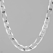 Made in Italy Figaro Mens 20" Chain Necklace 925 Sterling silver 33.1g