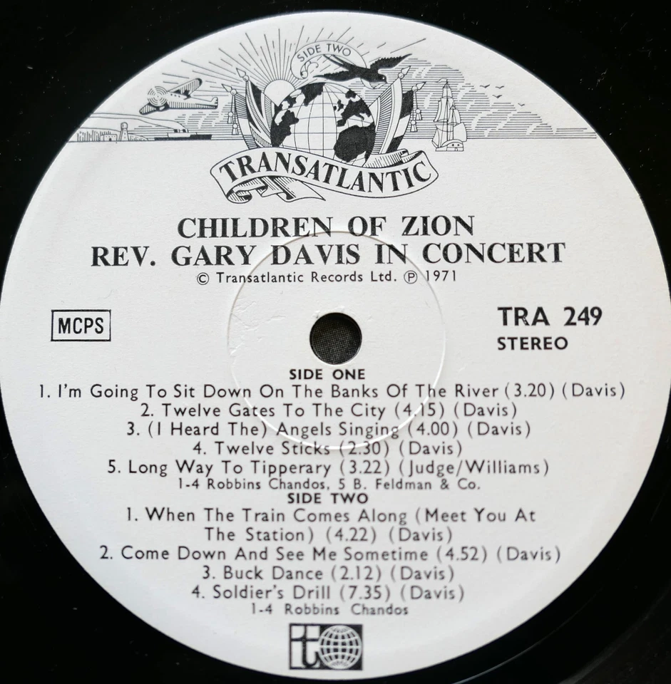 Reverend Gary Davis Children Of Zion In Concert 1971 Vinyl Transatlantic TRA 249 - Image 2 of 4