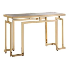 Bowery Hill Contemporary Glass Top Console Table in Gold