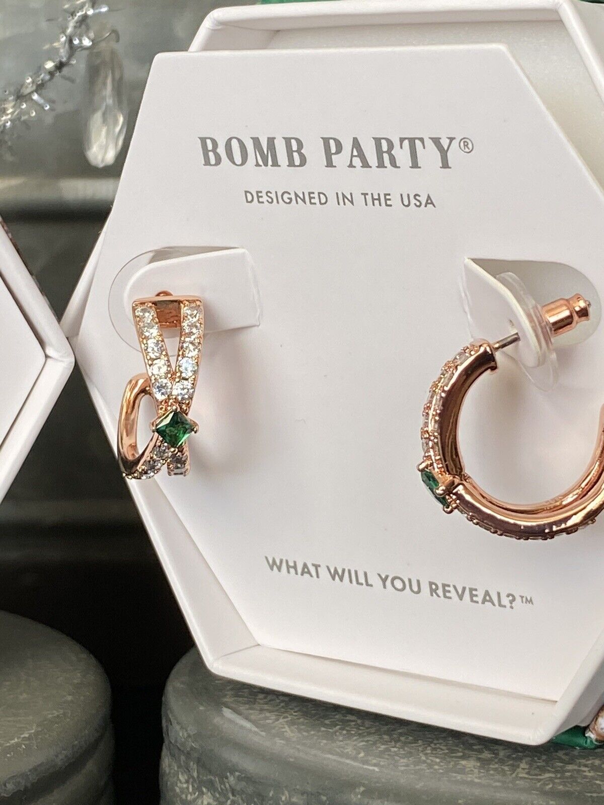 Ring Bomb Party Simply Obsessed June 2023 Earrings RBP6185 Rose Gold HOOPS!  HTF