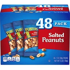 PLANTERS Salted Peanuts, 1 oz. Bags (48 Pack) - Snack Size Peanuts with Sea Salt