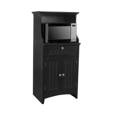 Black Microwave/Coffee Maker Utility Cabinet with Drawer & 2-Doors Casual Basics