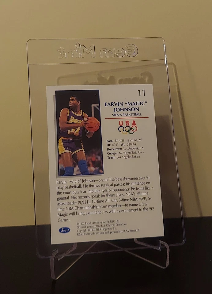 Magic Johnson - 1992 Impel US Olympicards #11 HOF - MINT - Image 2 of 2