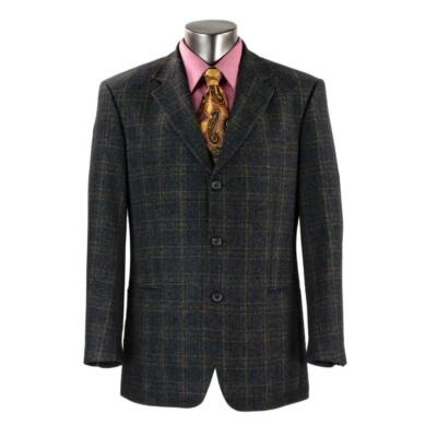 HUGO BOSS Blazer Jacket Sz. 42 Einstein Plaid Wool Sport Coat Brown Gray Blue