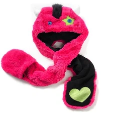 SO Big Girl's Monster Faux-Fur Hot Pink Trapper Hat, One Size Fits Most - NWT