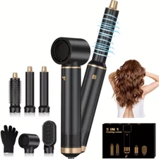 5-in-1 Blow Dryer Set –  Hot Air Brush, Curling Iron, Straightener & Wrap Tool