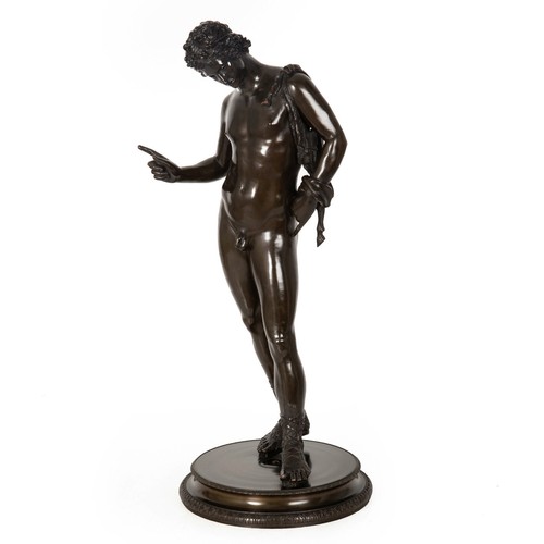 Grand Tour Italian Antique Bronze Sculpture of Narcissus by Giorgio Sommer