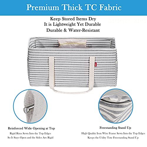LHZK Stand-Up Utility Tote Bag - Large Foldable Grocery Bag With Metal Frame, Waterproof (18.5x11.8x11.5")