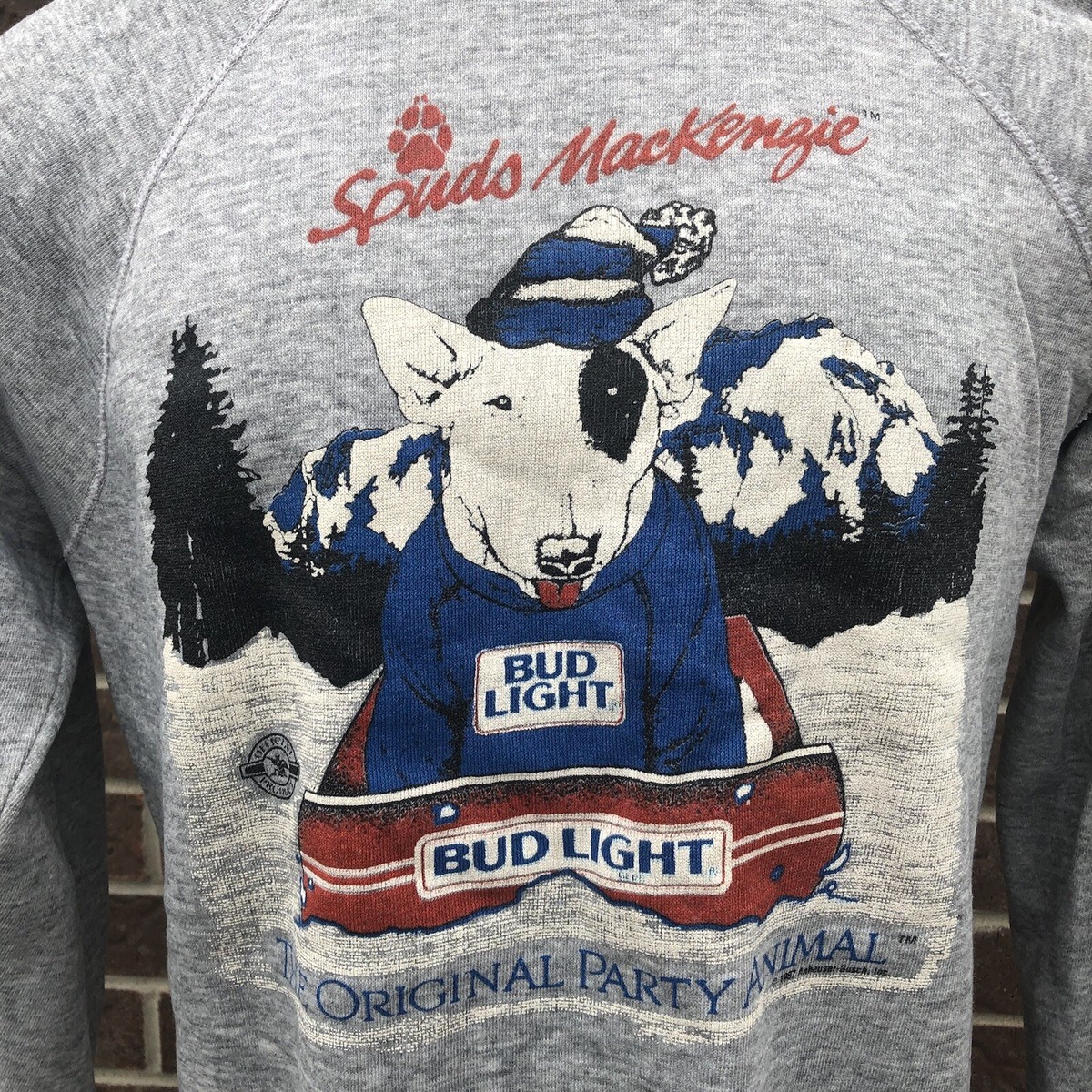 VINTAGE 80s Spuds Mackenzie Bud Light Sweatshirt Gray Party VINTAGE 80s Spuds Mackenzie Bud Light Sweatshirt Gray Party