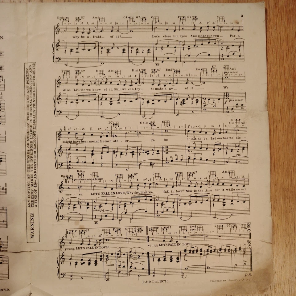 Let's Fall In Love - Ted Koehler & Harry Arlen - Image 3 of 4