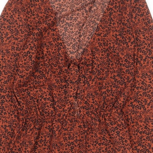 FOREVER 21 Womens Orange Polyester Blend Playsuit One-Piece Size S Tie - Picture 8 of 12